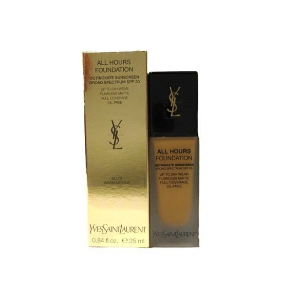 YVES SAINT LAURENT YSL‎ All Hours Foundation BD70 Warm Mocha .84oz New In Box - Picture 1 of 7
